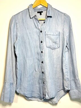 Who What Wear Chambray Light Blue Button Lyocell Cowgirl Women’s Small